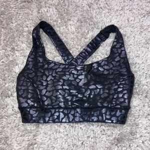 IVL Collective Black Metallic Leopard Print Sports bra